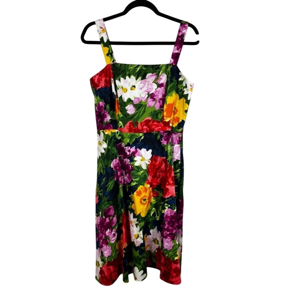 Colorful Floral Tank Dress 12 Preppy Tropical Resort Classic Feminine Cottage 90